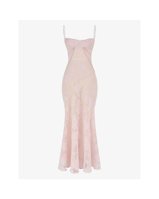 House Of Cb Seren LaceUp Lace Maxi Dress in Pink Lyst — free download