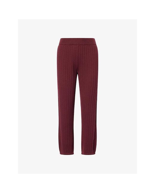 Jonathan Simkhai Red Cable-Knit Straight-Leg Cotton And Cashmere Trousers