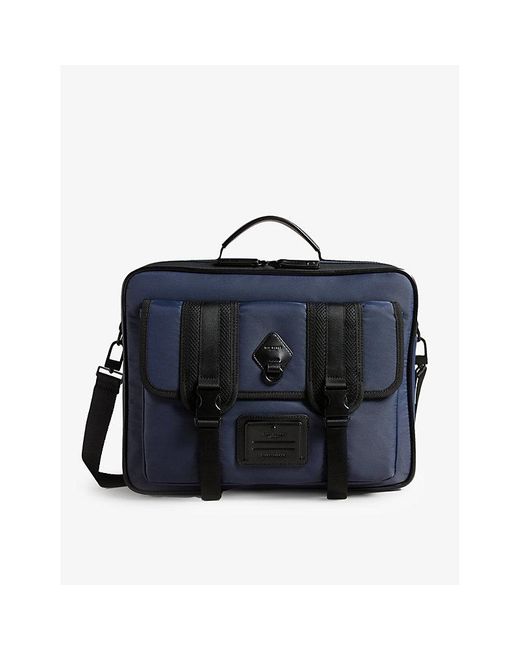Ted Baker Blue Travyl Flap-front Recycled-polyester Document Bag for men