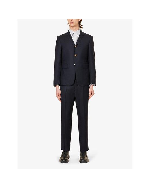 Thom Browne Blue Vy High-rise Slim-fit Wool Trousers for men