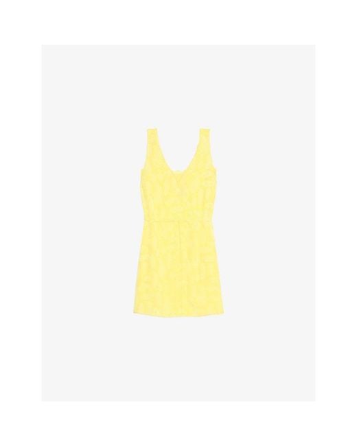 Zadig & Voltaire Yellow Renza Paisley-Jacquard Silk Mini Dress
