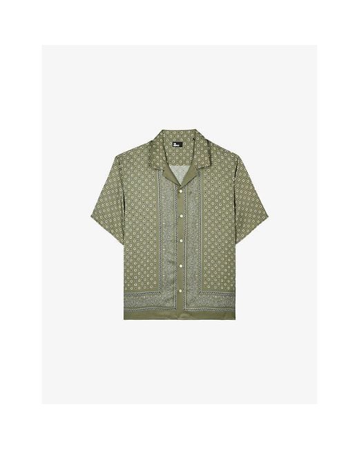 The Kooples Green Bandana Print Short-Sleeve Woven Shirt for men