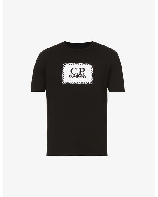 C P Company Black Grated Logo-embroidered Cotton-jersey T-shirt for men