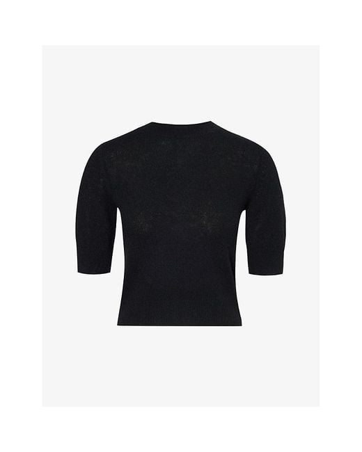 LeKasha Black Round-neck Short-sleeved Organic-cashmere Knitted Jumper
