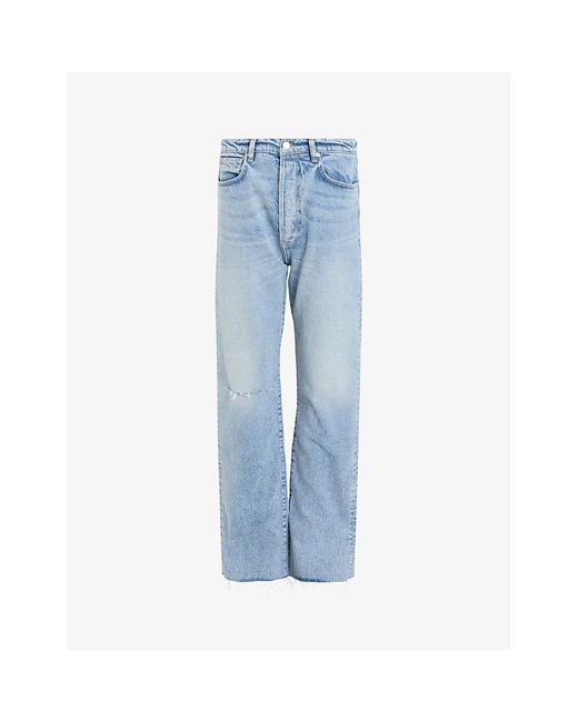 AllSaints Blue Edie Straight-leg High-rise Stretch-denim Jeans