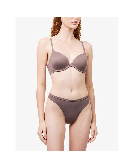 Calvin Klein Purple Perfectly Fit Stretch-Woven Thong