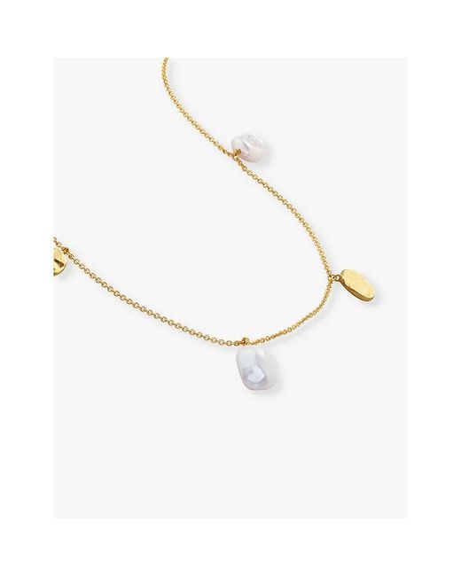 Monica Vinader White Capri 18Ct-Plated Vermeil Sterling- And Keshi-Pearl Pendant Necklace
