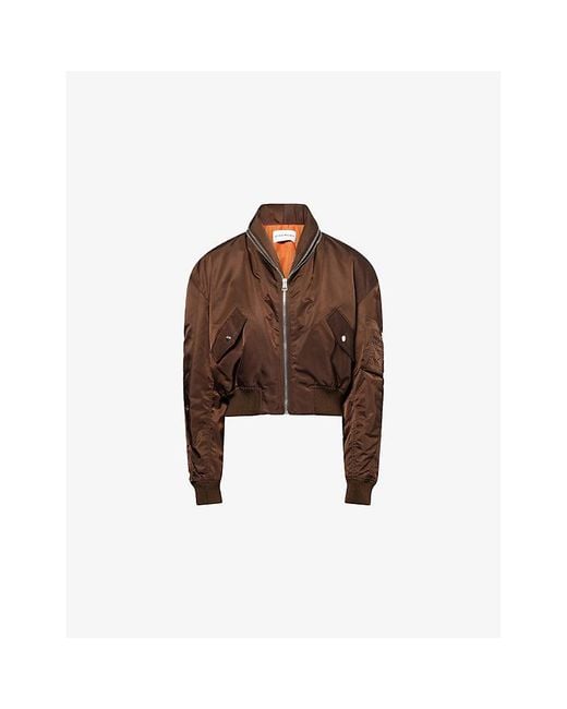 Givenchy Brown Zipped Shawl-Collar Woven Bomber Jacket