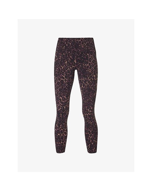 Sweaty Betty Purple Power 7/8 Leopard-Print High-Rise Stretch-Jersey Leggings