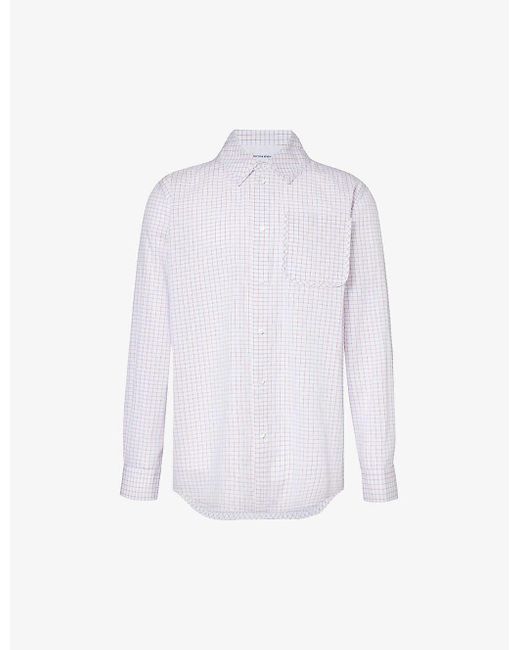 Bottega Veneta White Checked Pleated-cuff Relaxed-fit Cotton And Silk-blend Shirt for men