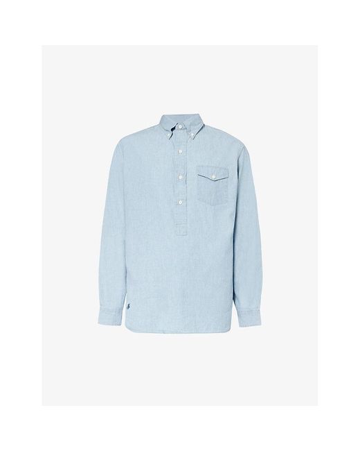 Polo Ralph Lauren Blue Logo-embroidered Regular-fit Cotton-poplin Shirt X for men