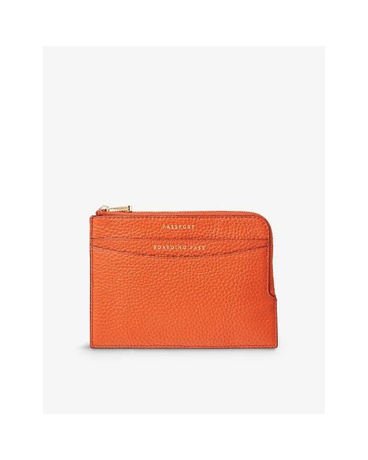 Aspinal of London Logoembossed Zipfastened Pebbleleather Travel