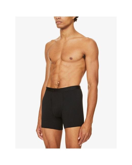 Derek Rose Black Alex Regular-Fit Stretch-Modal Trunks for men