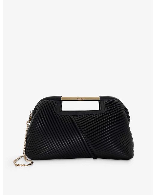 Dune Black Ebec Logo-engraved Pleated Faux-leather Clutch Bag