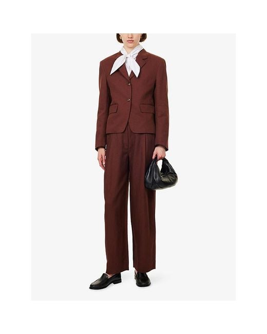 ME+EM Red Icon Oversized Short Linen And Cotton Blend Blazer