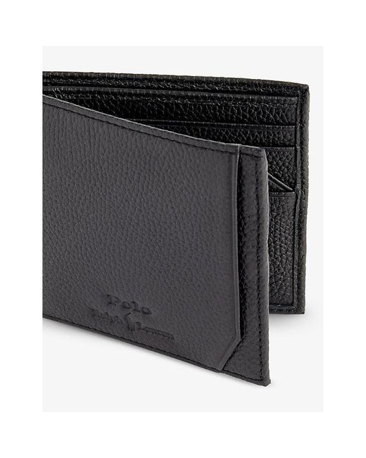 Polo Ralph Lauren Black Logo-debossed Billfold Leather Wallet for men
