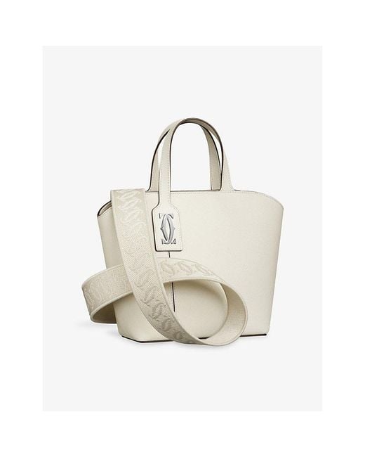Cartier White C De Mini Leather Tote Bag