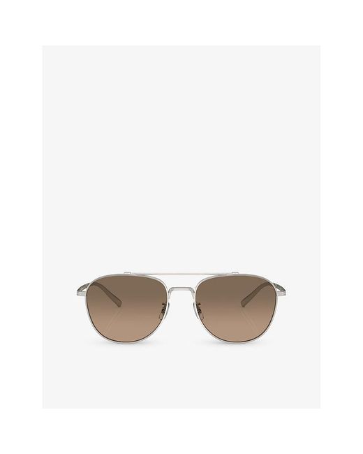 Oliver Peoples Gray Ov1335st Rivetti Pilot-frame Titanium Sunglasses