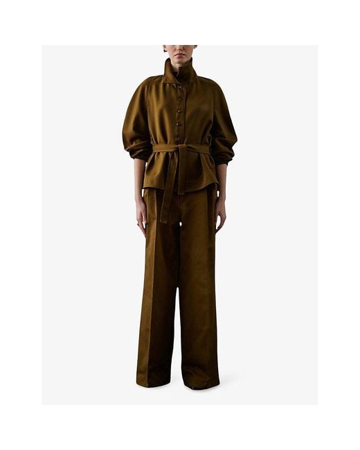 Soeur Brown Geode High-Neck Wool-Blend Jacket