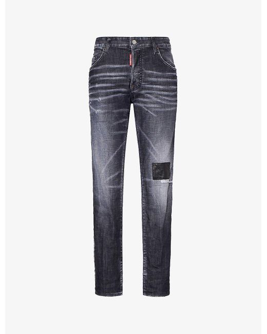DSquared² Blue Patch Skater Tapered-leg Stretch-denim Jeans for men