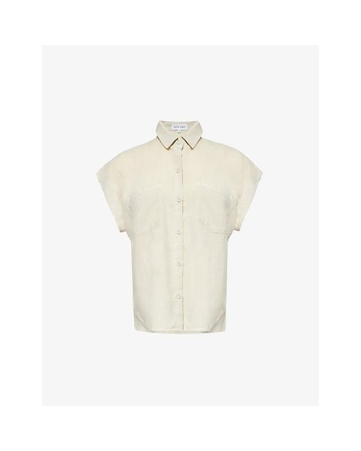 Bella Dahl White Patch-pocket Short-sleeve Relaxed-fit Woven Shirt