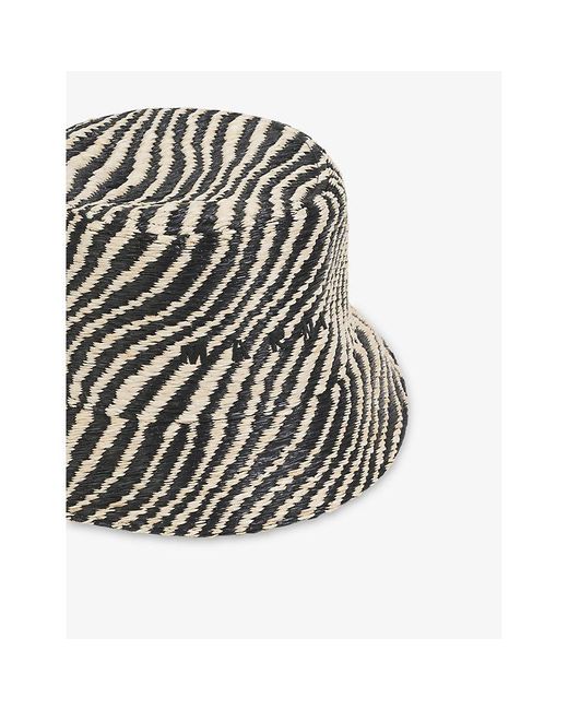 Marni White Raffia-Effect Woven Bucket Hat