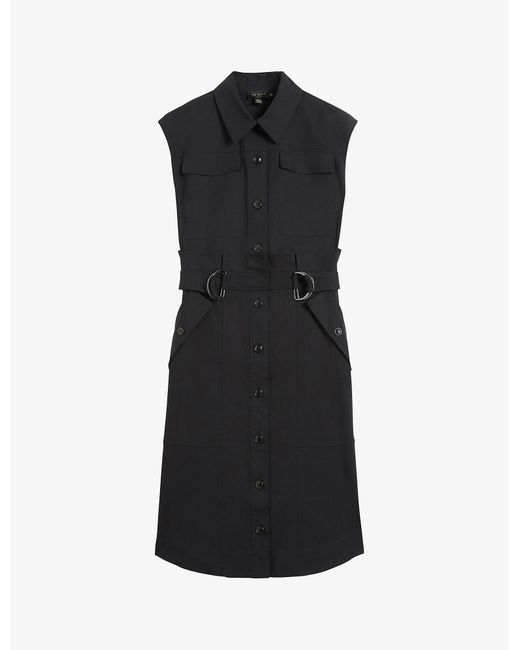 Ted Baker Zamya Utility-waist Cotton Midi Dress in Black | Lyst UK