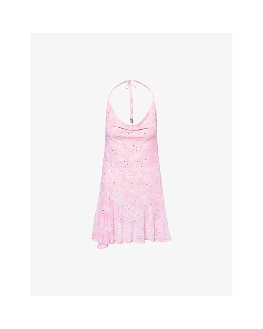 Juicy Couture Pink X Disney Power Halterneck Stretch-Woven Mini Dress