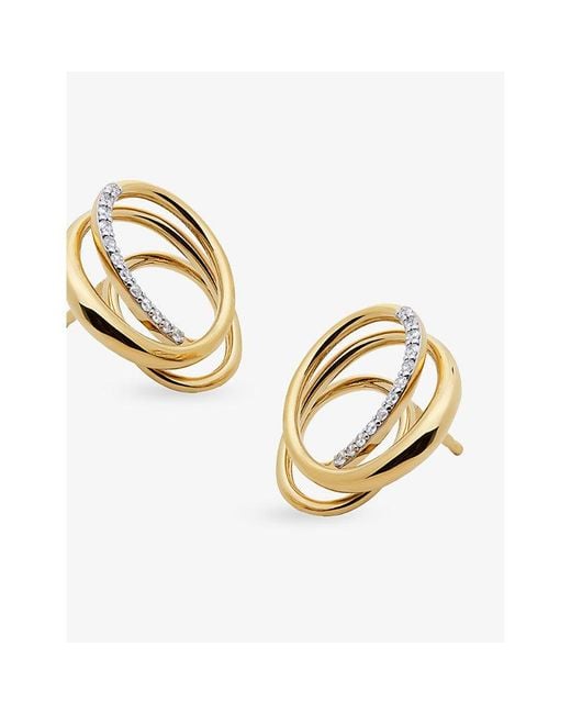 Monica Vinader Metallic Nura Pavé Wrap 18Ct Vermeil And Lab-Grown Diamond Stud Earrings