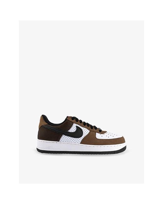 Nike White Air Force 1 Retro Logo-Embroidered Suede Low-Top Trainers for men