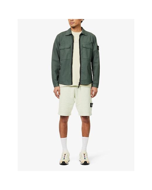 Stone Island White Circular Brand-patch Cotton-jersey Shorts X for men
