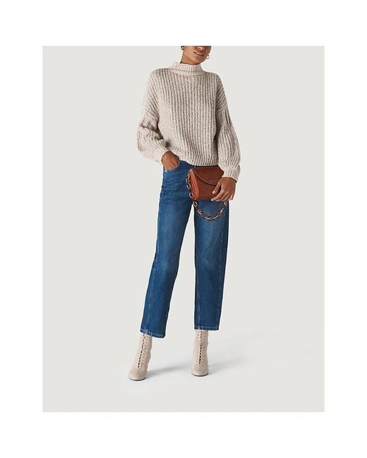 Whistles Blue Barrel Straight-Leg High-Waist Jeans