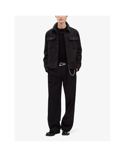 The Kooples Black Chest-Pocket Wool-Blend Jacket for men