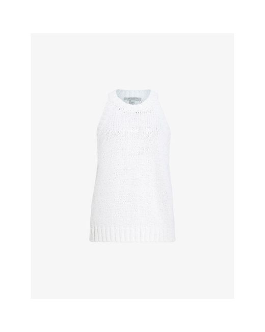 AllSaints White Lock Slub Crewneck Organic Cotton-knit Tank Top X