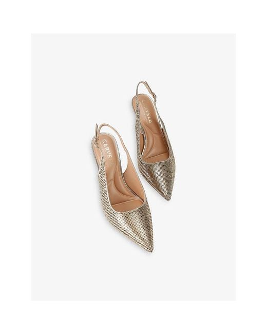 Carvela Kurt Geiger White Corletta Woven Heeled Slingback Courts