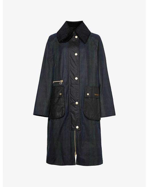 Barbour Black Pattern-embellished Waxed-cotton Jacket