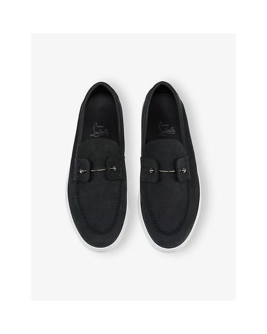 Christian Louboutin Black Chambeliboat Leather Boat Shoes for men
