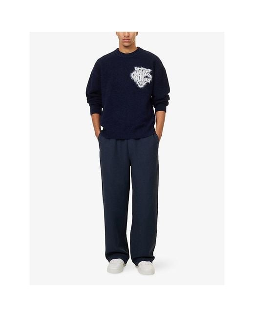 The Couture Club Blue Fluffy Emblem Knitted Jumper for men