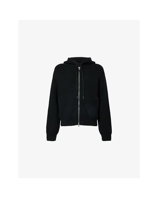 Tom Ford Black Zip-Up Knitted Wool Hoody for men