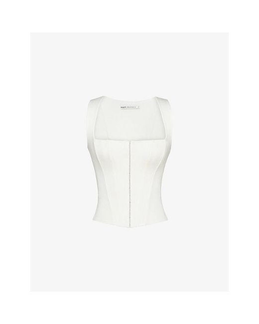 House Of Cb White The Balconette Woven Corset Top Xs (A-C Cup)