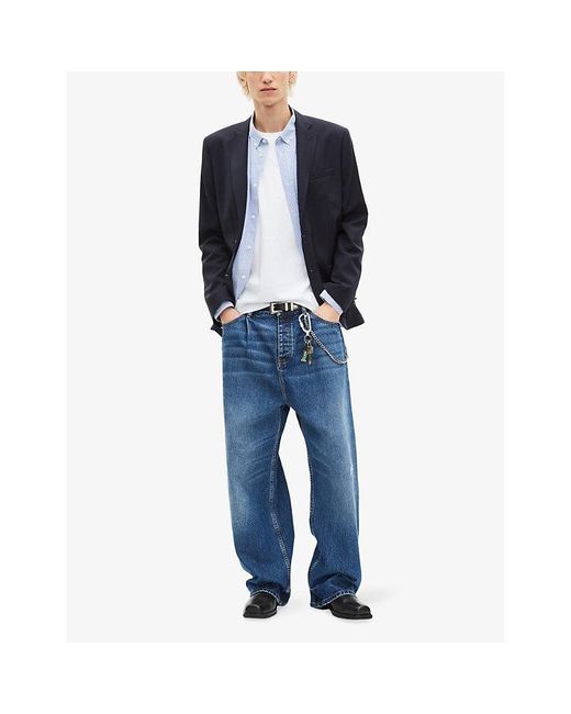 The Kooples Blue Notch-Lapel Relaxed-Fit Wool Blazer for men