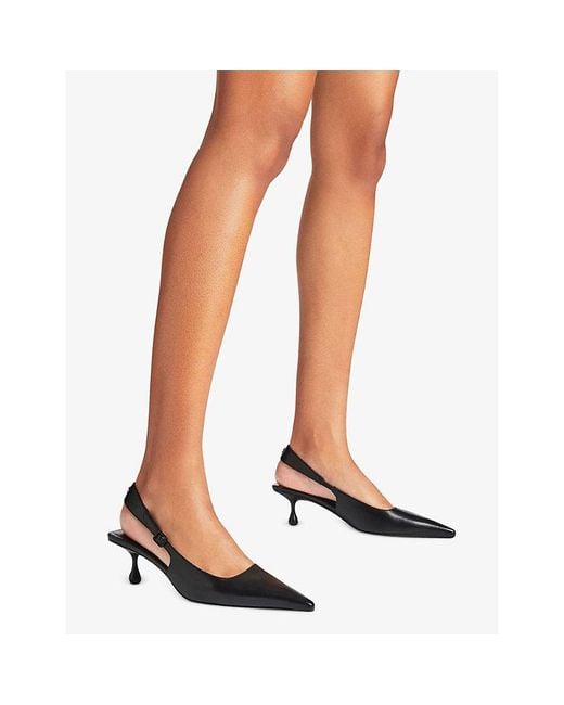 Jimmy Choo Black Amel 50 Slingback Leather Heeled Courts