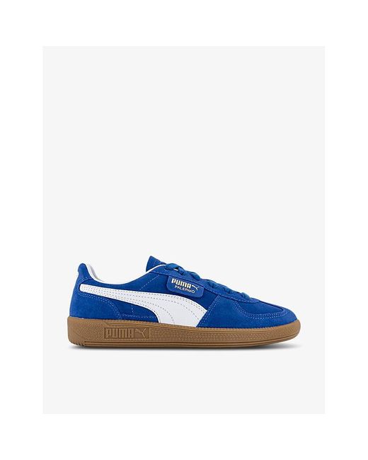 PUMA Blue Palermo Logo-tab Suede Low-top Trainers