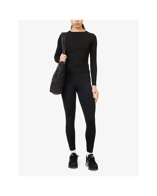 ADANOLA Black Ultimate Branded-waistband Stretch-recycled Polyamide legging