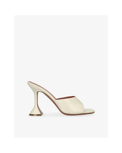 AMINA MUADDI White Lupita 95 Leather Heeled Mules