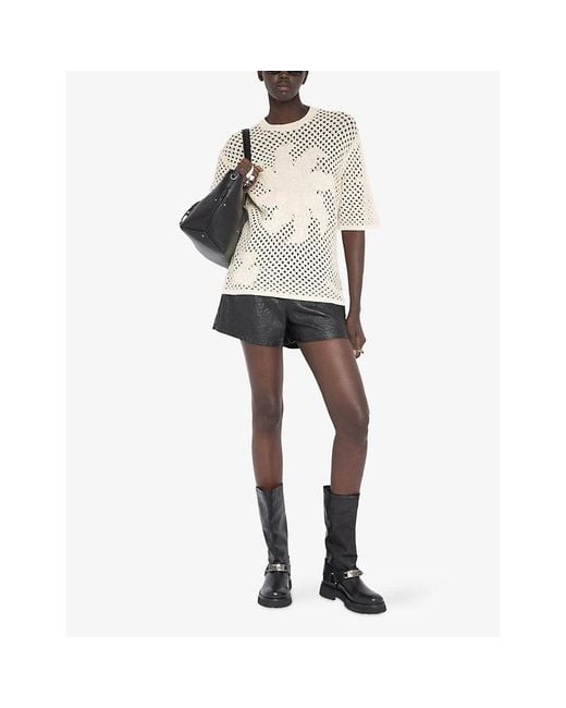 Zadig & Voltaire Natural Malyna Crochet Linen And Cotton Jumper