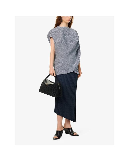 Issey Miyake Gray Found Pleated Knitted Top