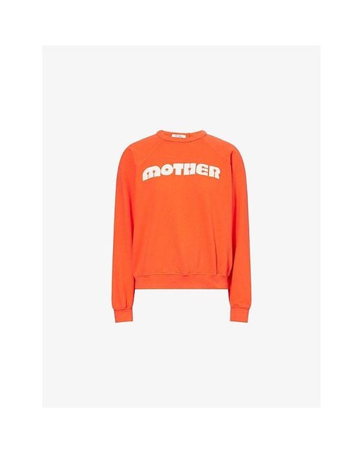 Mother Orange Twinkle The Biggie Concert Brand-Print Cotton-Jersey Sweatshirt