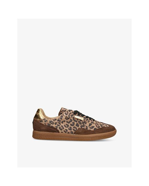 Steve Madden Brown Emporia Leopard-Print Suede Low-Top Trainers