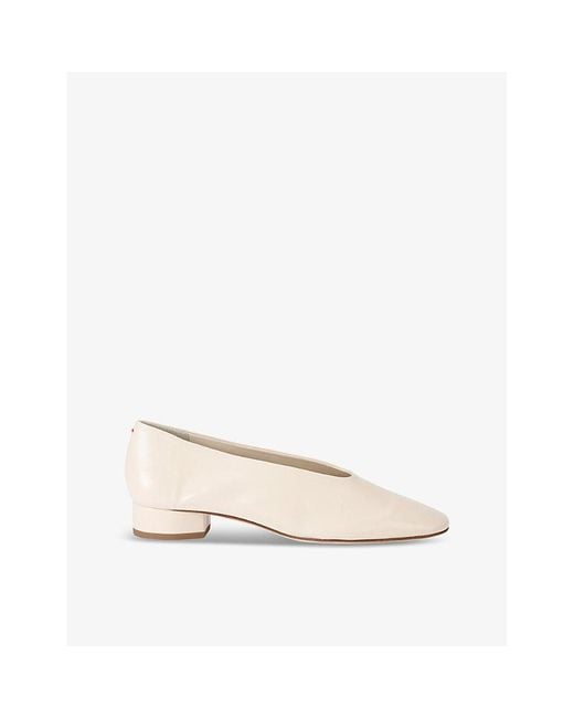 Aeyde Natural Delia Pointed-toe Leather Heeled Courts